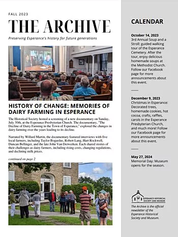 Esperance Museum Newsletter cover